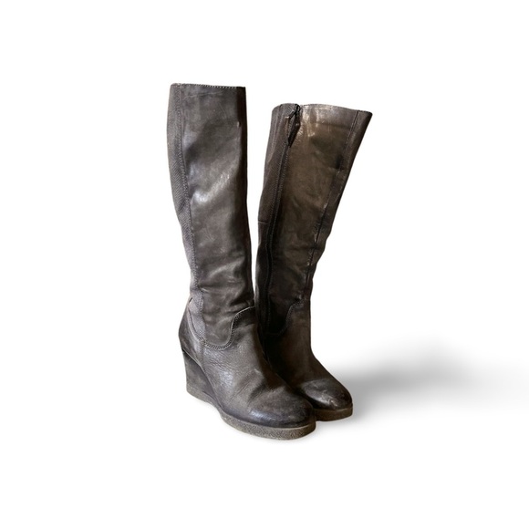 MJUS Wedge Leather Knee Boots – Dark Grey – US 8.5 - Picture 3 of 4